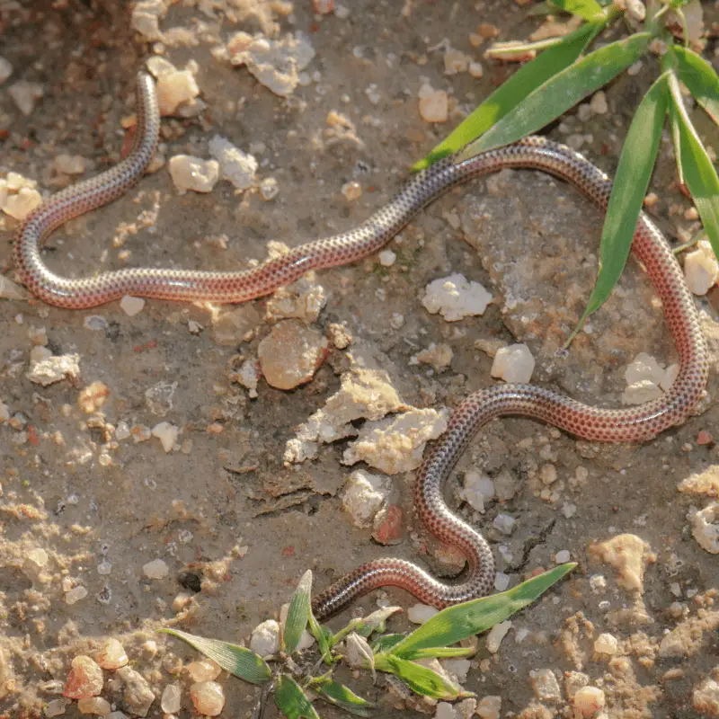 Baby Barbados Threadsnake on some rocks